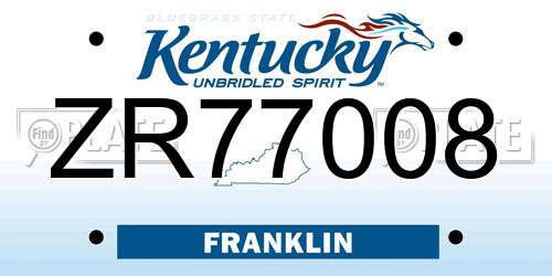 ZR77008 Kentucky License Plate