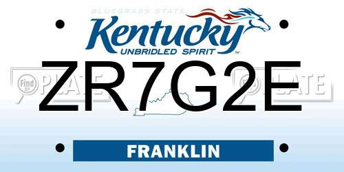 ZR7G2E Kentucky License Plate