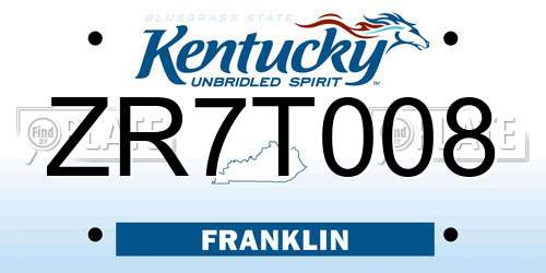 ZR7T008 Kentucky License Plate