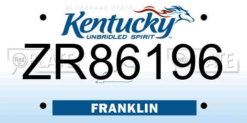 ZR86196 Kentucky License Plate