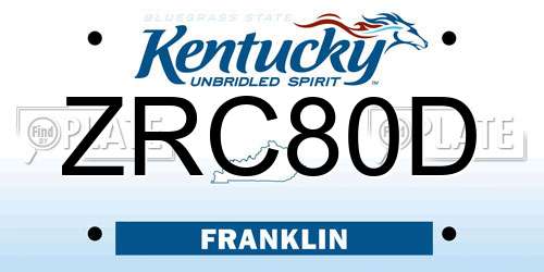 ZRC80D Kentucky License Plate