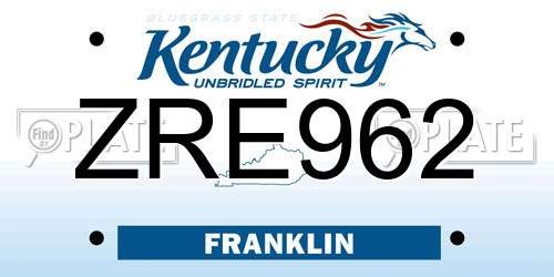 ZRE962 Kentucky License Plate
