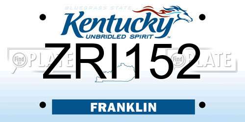 ZRI152 Kentucky License Plate