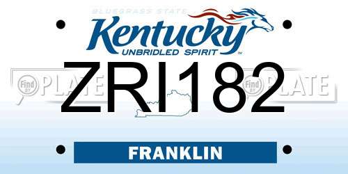 ZRI182 Kentucky License Plate