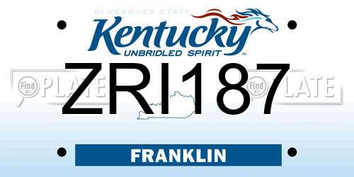 ZRI187 Kentucky License Plate