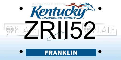 ZRII52 Kentucky License Plate