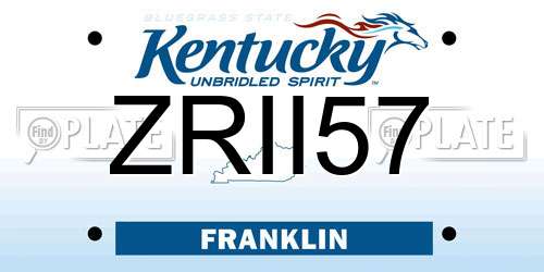 ZRII57 Kentucky License Plate