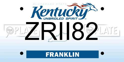 ZRII82 Kentucky License Plate