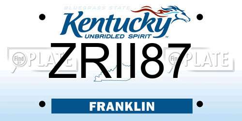 ZRII87 Kentucky License Plate