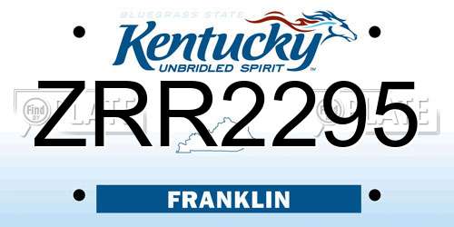 ZRR2295 Kentucky License Plate