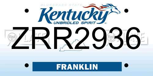 ZRR2936 Kentucky License Plate