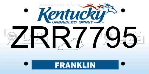 ZRR7795 Kentucky License Plate
