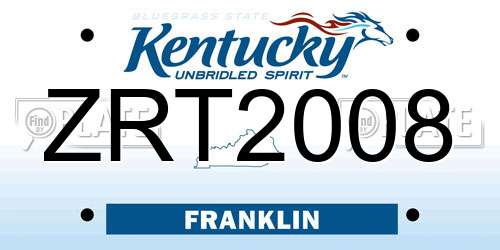 ZRT2008 Kentucky License Plate