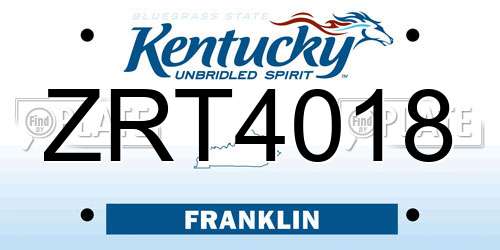 ZRT4018 Kentucky License Plate