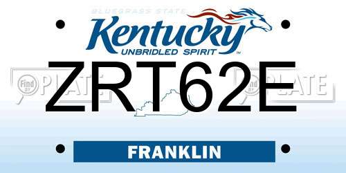 ZRT62E Kentucky License Plate
