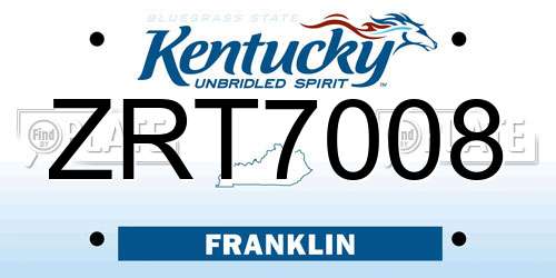 ZRT7008 Kentucky License Plate
