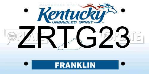 ZRTG23 Kentucky License Plate