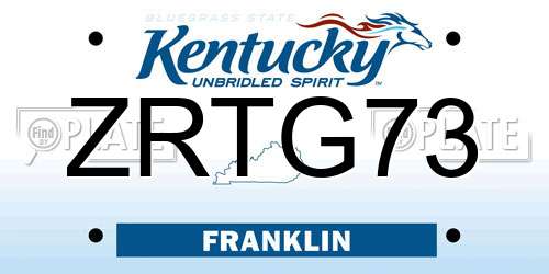 ZRTG73 Kentucky License Plate