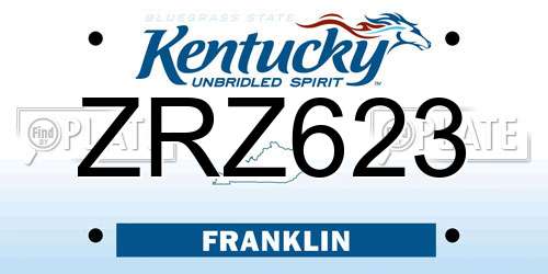 ZRZ623 Kentucky License Plate