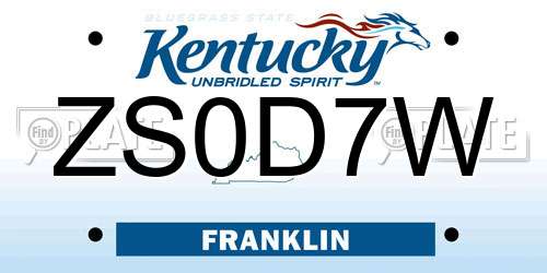 ZS0D7W Kentucky License Plate
