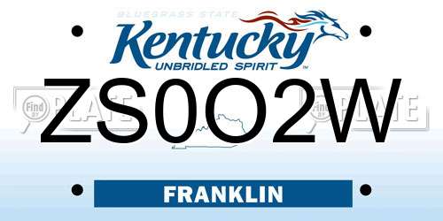 ZS0O2W Kentucky License Plate