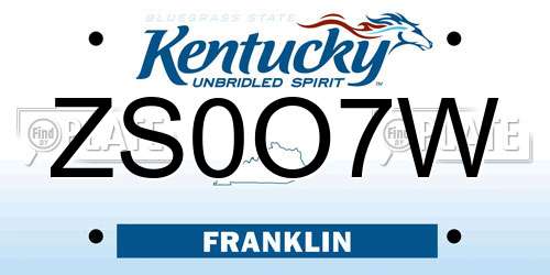 ZS0O7W Kentucky License Plate