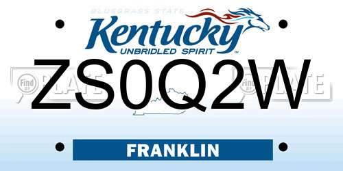 ZS0Q2W Kentucky License Plate