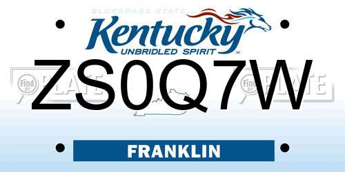 ZS0Q7W Kentucky License Plate