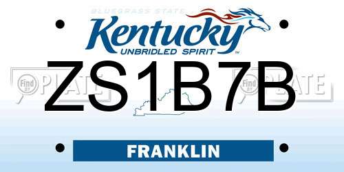 ZS1B7B Kentucky License Plate