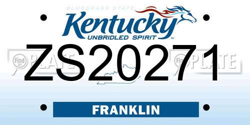 ZS20271 Kentucky License Plate