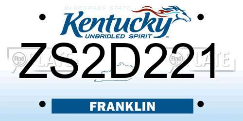 ZS2D221 Kentucky License Plate