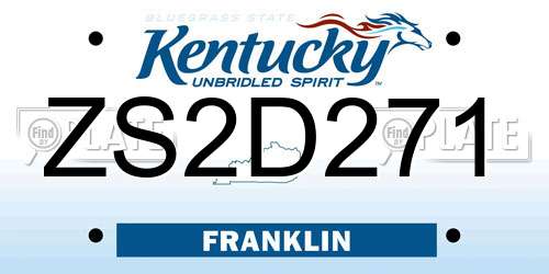 ZS2D271 Kentucky License Plate
