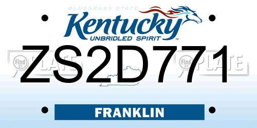 ZS2D771 Kentucky License Plate