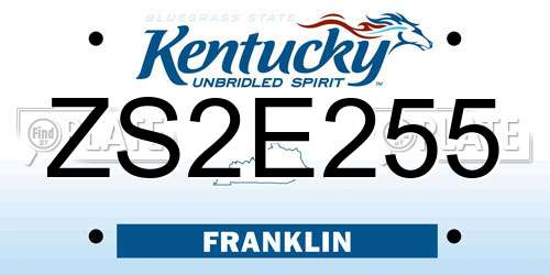 ZS2E255 Kentucky License Plate