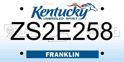 ZS2E258 Kentucky License Plate