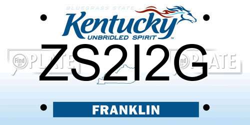 ZS2I2G Kentucky License Plate