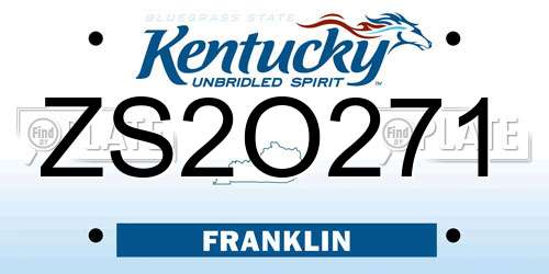 ZS2O271 Kentucky License Plate