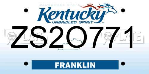 ZS2O771 Kentucky License Plate