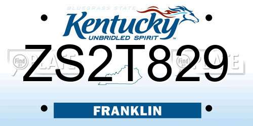 ZS2T829 Kentucky License Plate