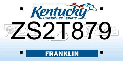 ZS2T879 Kentucky License Plate
