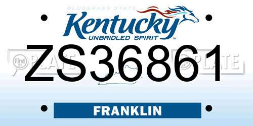 ZS36861 Kentucky License Plate