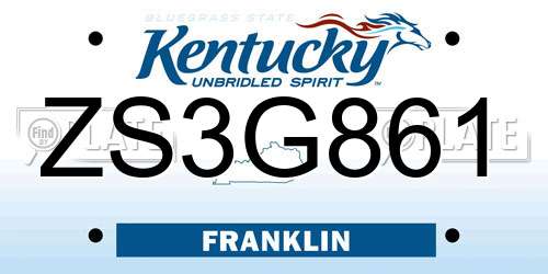 ZS3G861 Kentucky License Plate