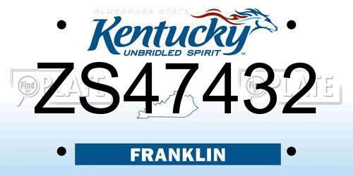 ZS47432 Kentucky License Plate