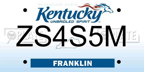 ZS4S5M Kentucky License Plate