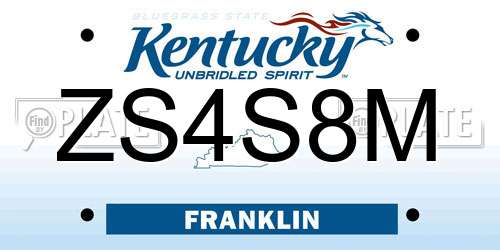 ZS4S8M Kentucky License Plate