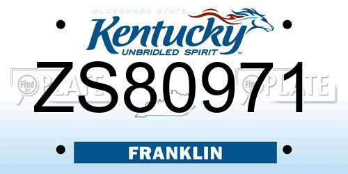ZS80971 Kentucky License Plate