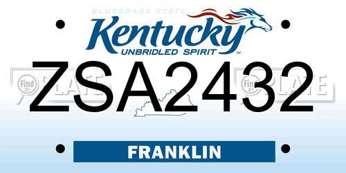 ZSA2432 Kentucky License Plate