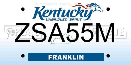 ZSA55M Kentucky License Plate