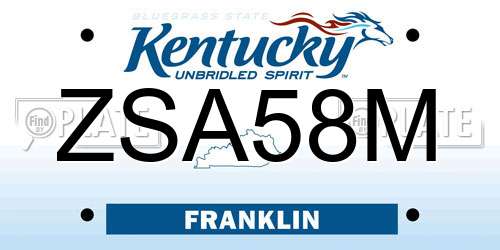ZSA58M Kentucky License Plate