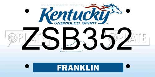 ZSB352 Kentucky License Plate